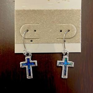 Blue Cross Earrings